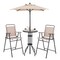 Costway 4PCS Patio Bistro Set Folding Counter Height Chairs Round Bar Table& Umbrella